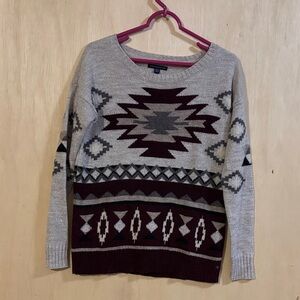 American Eagle Outfitters Prescott Sweater - Beige, Gray and Burgundy XS